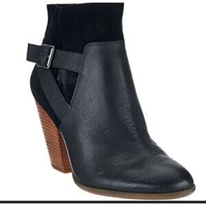 Sole Society Hollie Ankle Booties 7.5 Black NWOT Heel Boots Buckle Western